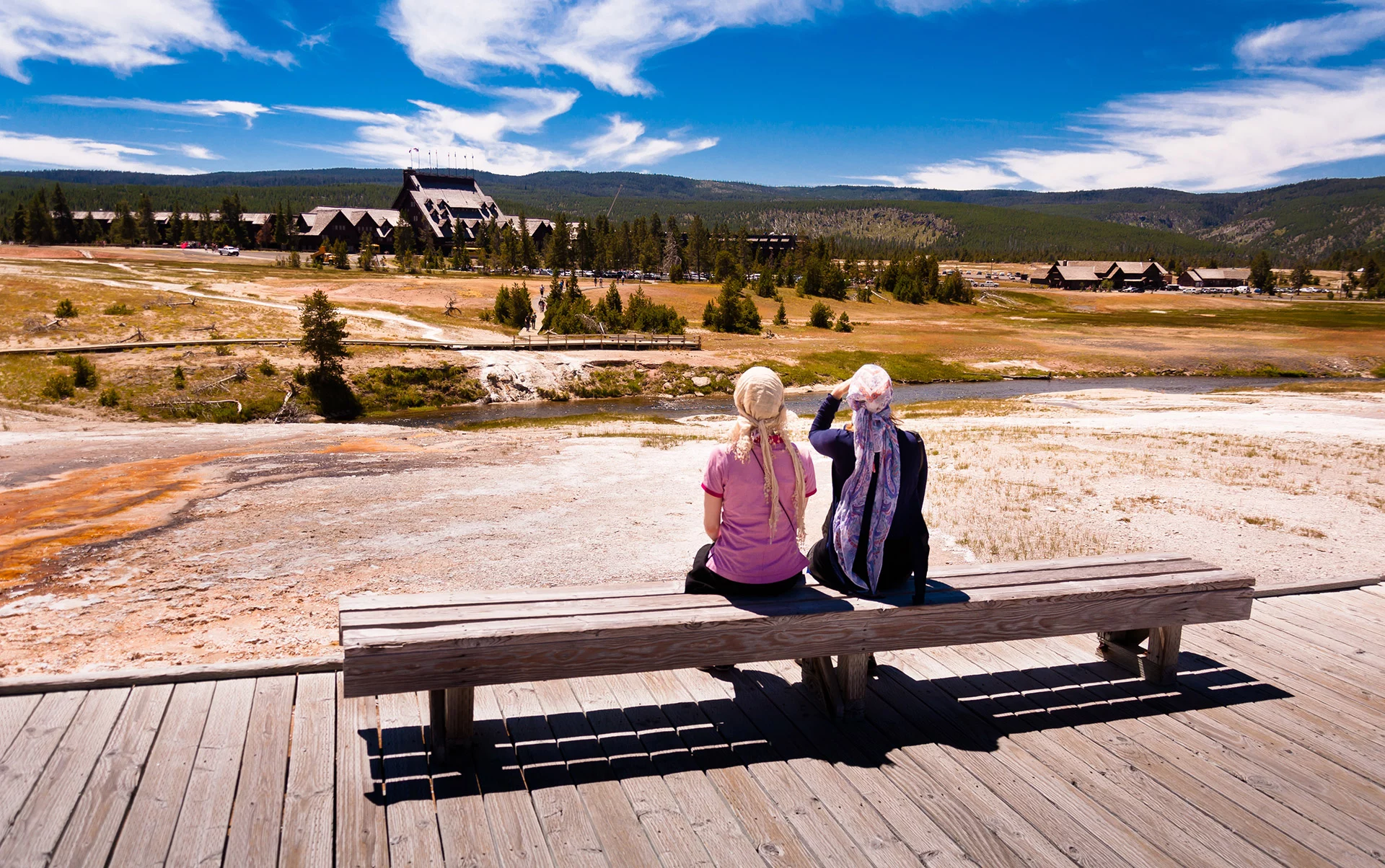 Elder People viewing Yellowstone National Park